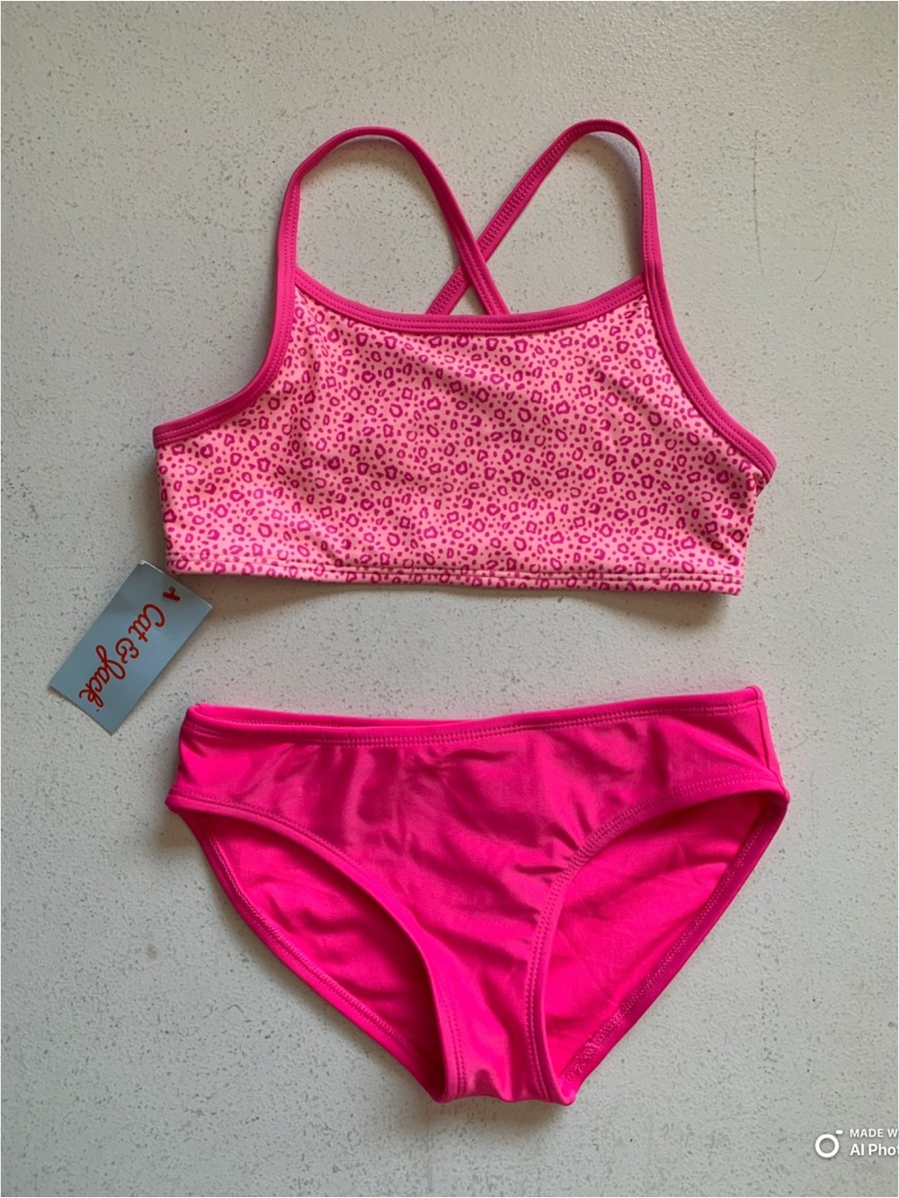 Cat & Jack Girl’s Pink Leopard 2-Piece Bikini Set Size Medium NWT